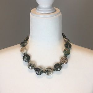 Gray, Cream, and Green Stone Necklace